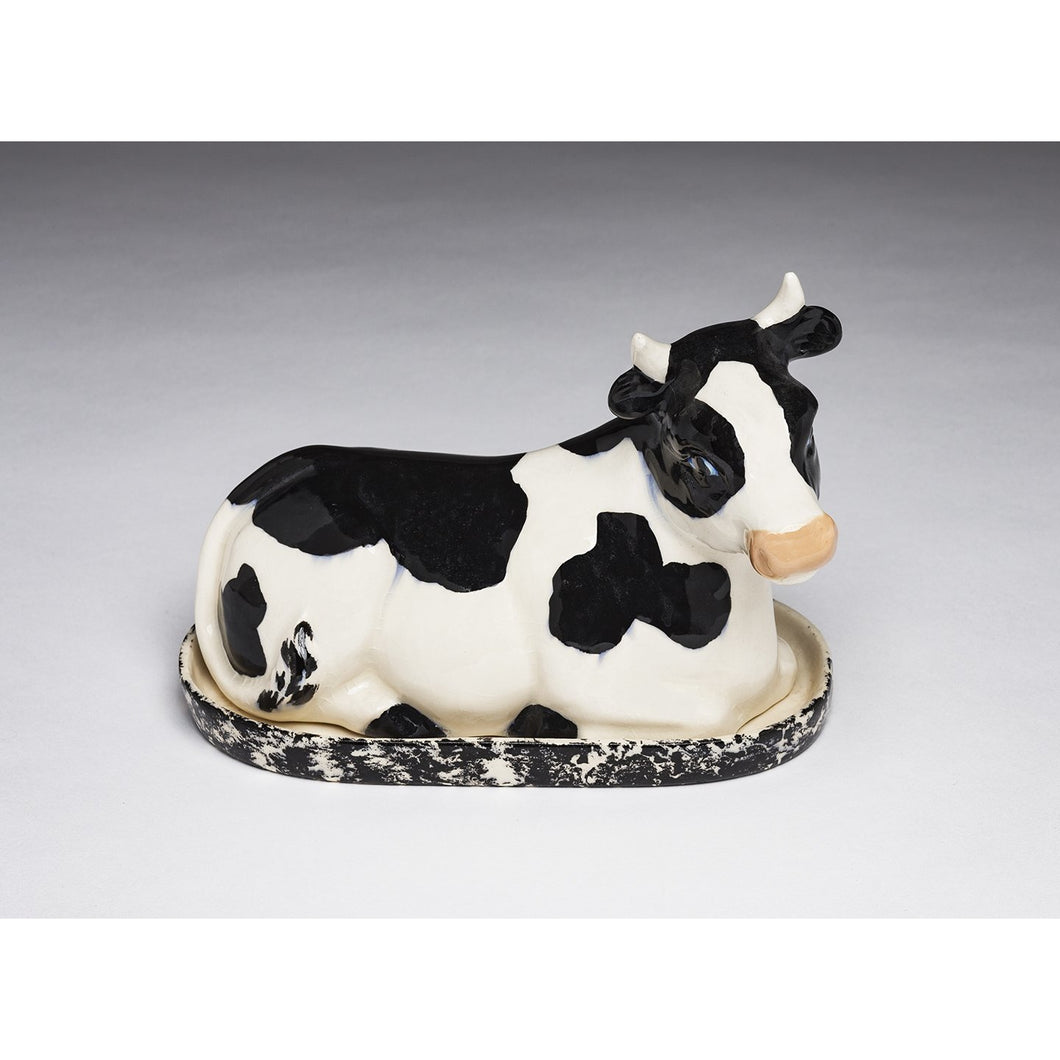 Black and White Cow Butter Dish
